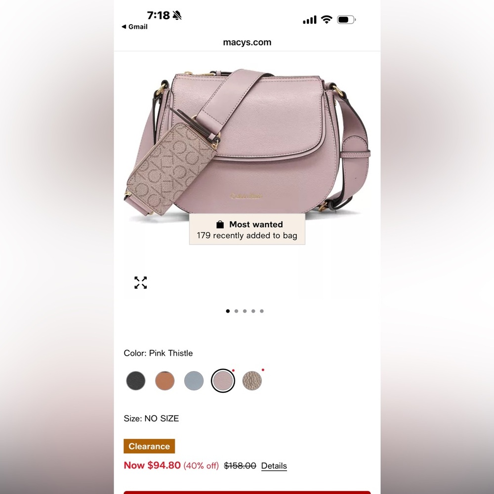 Calvin Klein Soft Pink Crossbody Bag